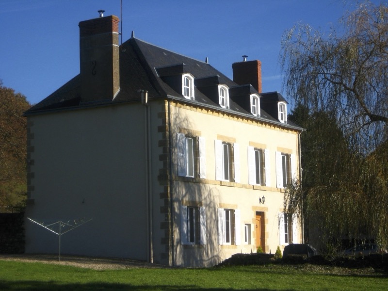 Close-up side view of the main house