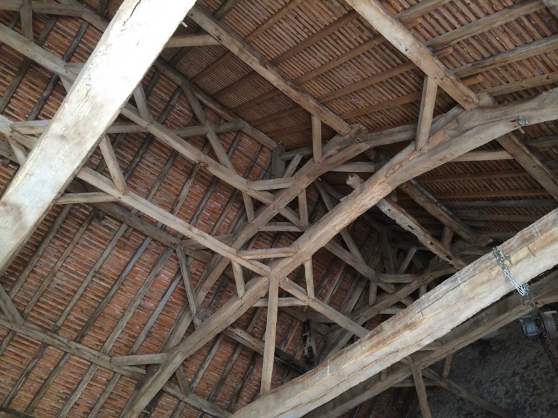 16th-century lattice-work in the barn roof